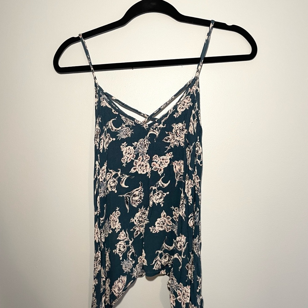 Floral green tank